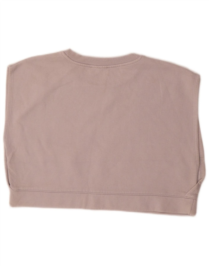 ZARA Womens Oversized Crop Ærmeløs sweatshirt Jumper UK 10 Small Grå