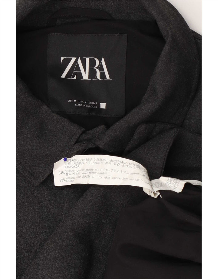 Zara Herre Bomber Jacket UK 38 Medium Grey Polyester