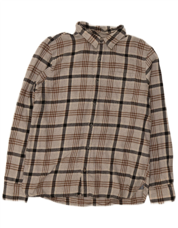 Fat Face Herre Regular Fit Flanellskjorte Stor Grå Plaid Bomuld