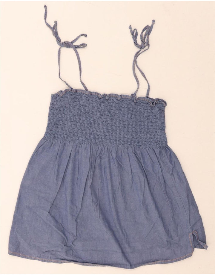 BENETTON Girls Cami Top 7-8 Years Small  Blue Cotton Vintage Benetton and Second-Hand Benetton from Messina Hembry 