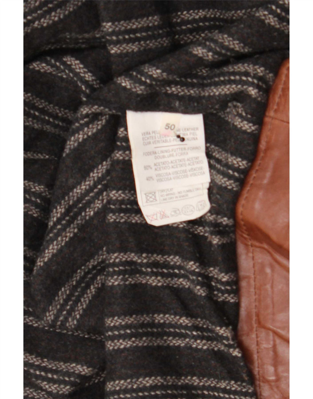 Vintage Herre Læder Utility Jacket IT 50 Large Brown