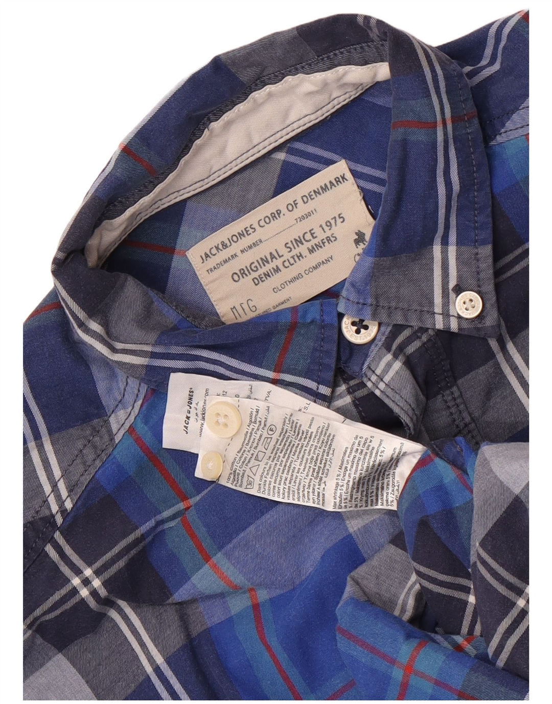 Jack & Jones drenge flannelskjorte 11-12 år blå ternet bomuld