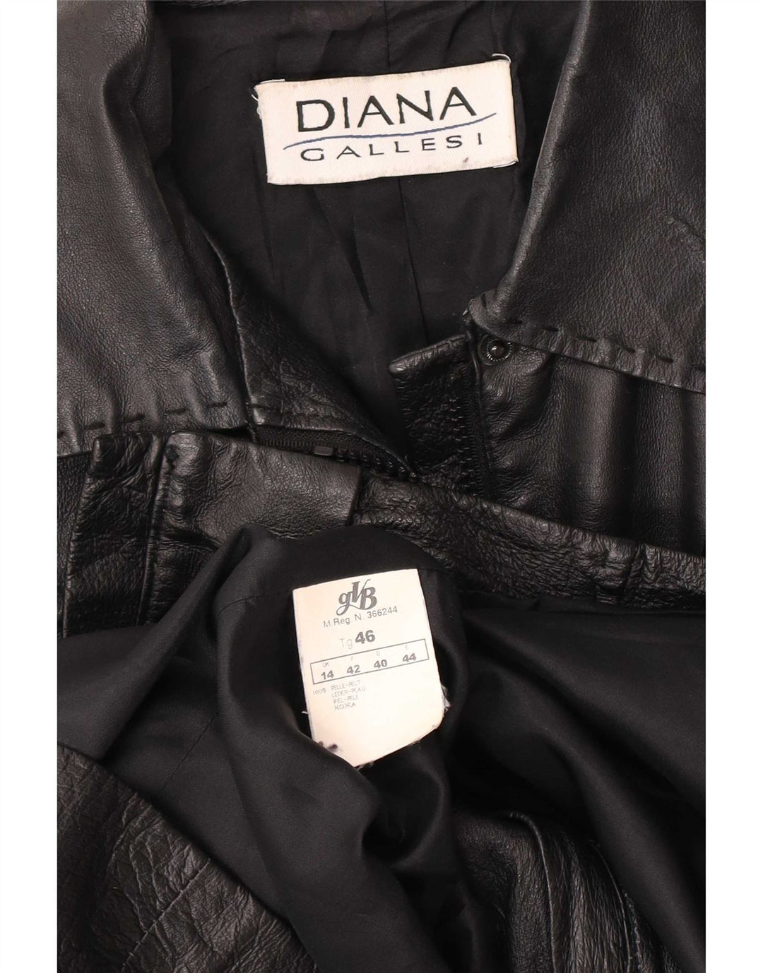 Diana Gallesi Dame Læderjakke UK 14 Large Sort