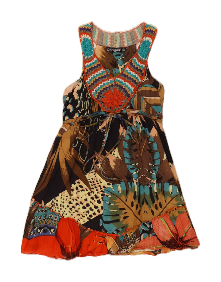 DESIGUAL Womens Graphic A-Line Dress EU 38 Medium Multicoloured Floral Vintage Desigual and Second-Hand Desigual from Messina Hembry 