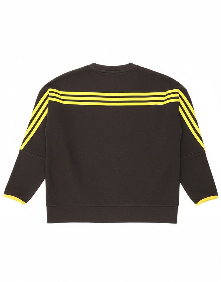 ADIDAS Boys Graphic Sweatshirt Jumper 11-12 Years Black Cotton