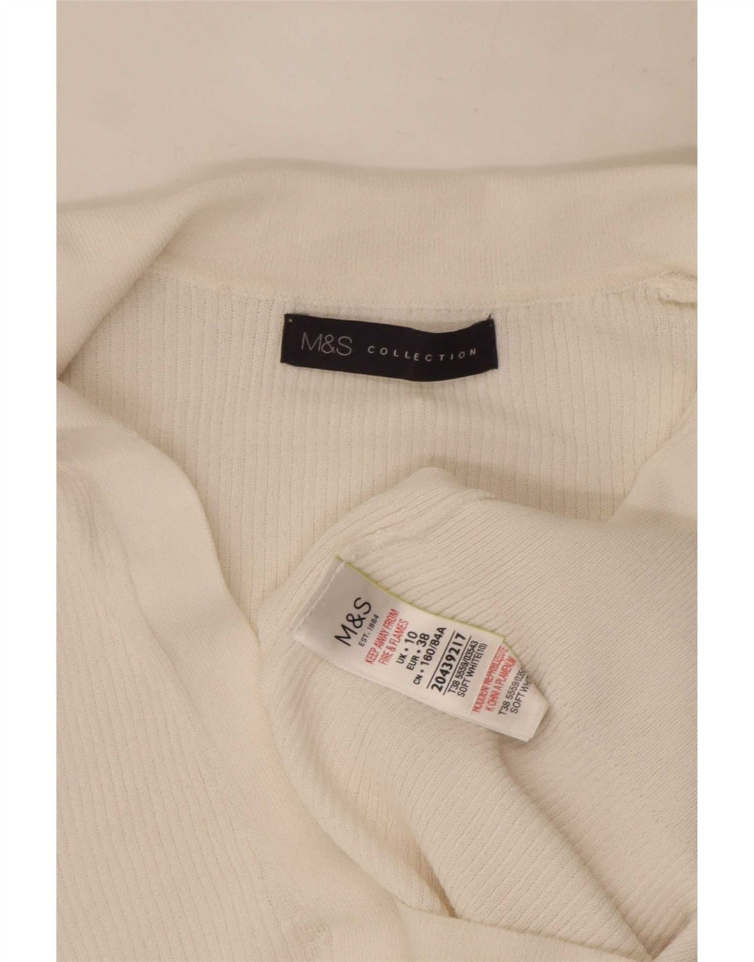 Marks & Spencer Dame Polo Shirt UK 10 Small White Viscose