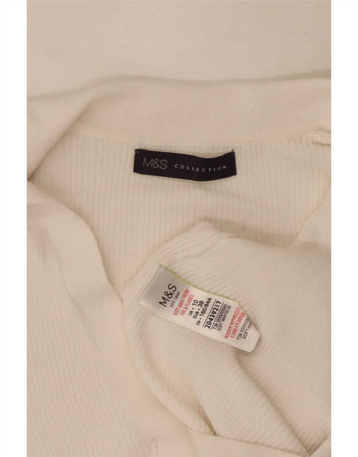 Marks & Spencer Dame Polo Shirt UK 10 Small White Viscose
