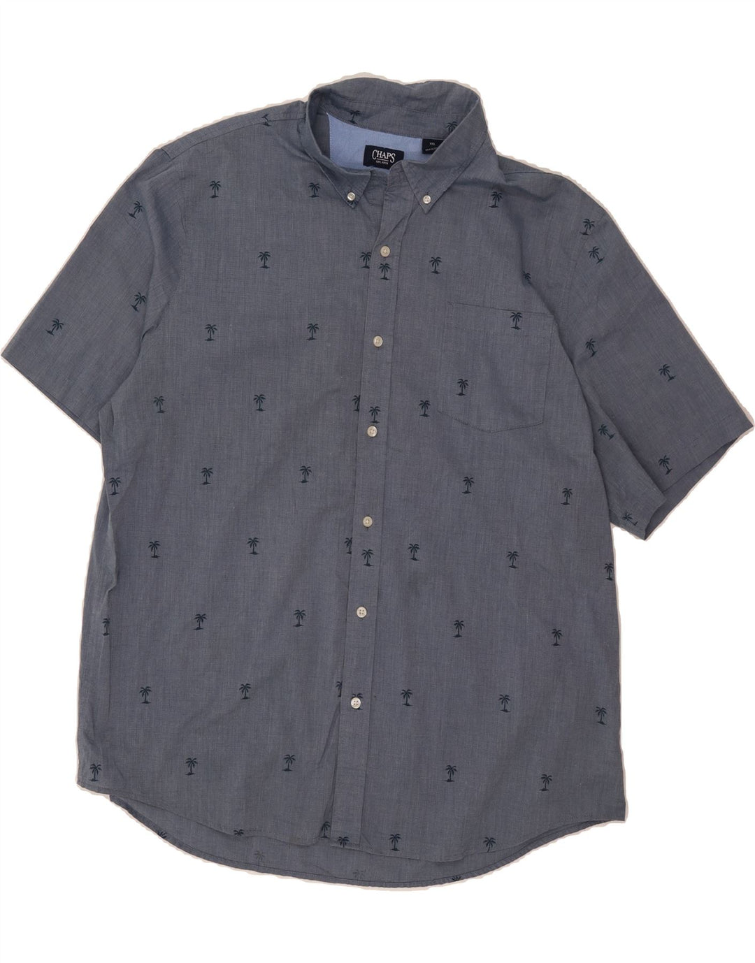 CHAPS Mens Abstract Pattern Short Sleeve Shirt 2XL Blue Cotton Vintage Chaps and Second-Hand Chaps from Messina Hembry 