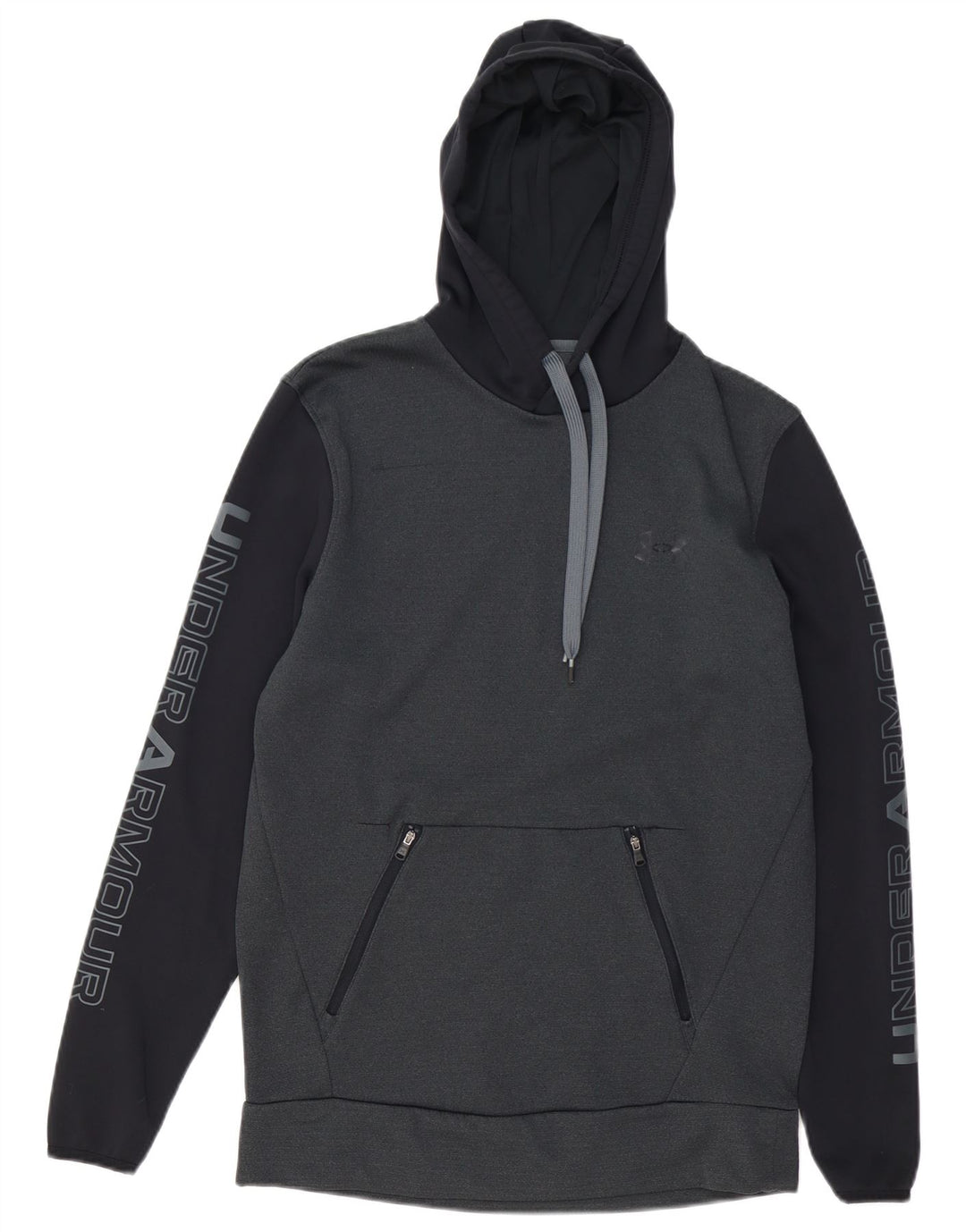 UNDER ARMOUR Herre Cold Gear Graphic Hoodie Jumper Small Grey Colourblock