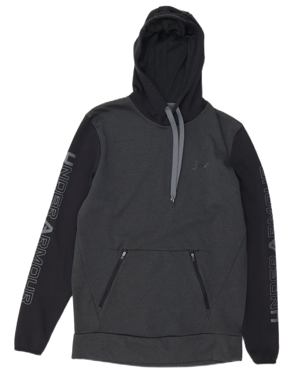 UNDER ARMOUR Herre Cold Gear Graphic Hoodie Jumper Small Grey Colourblock