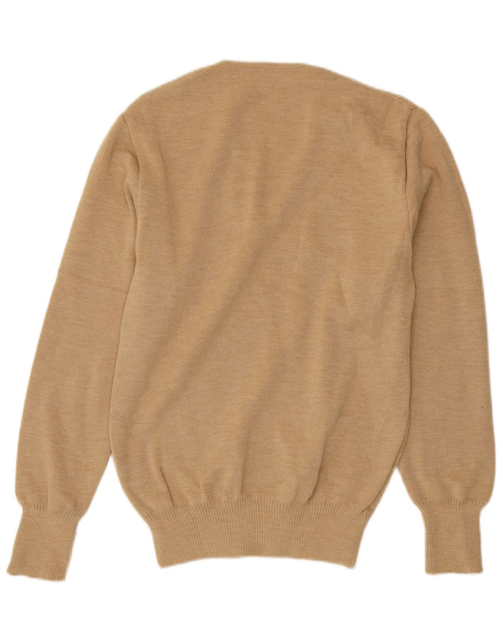 Vintage Herre V-hals sweater IT 50 Medium Beige Akryl
