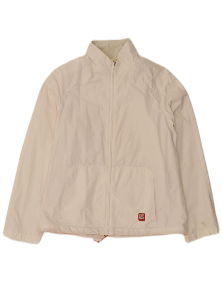 Sergio Tacchini Dame Windbreaker Jacket UK 14 Medium White Bomuld