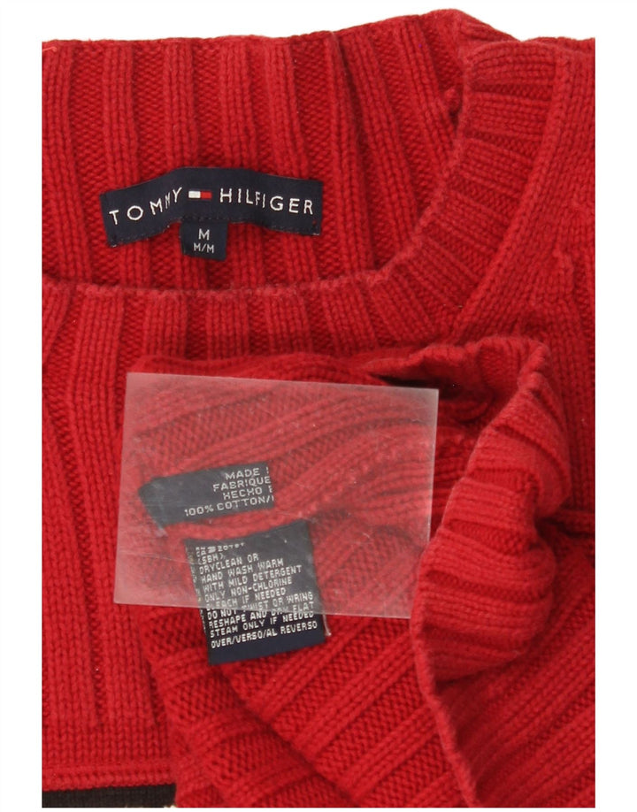 TOMMY HILFIGER grafisk sweater med rund hals til kvinder UK 14 Medium Rød