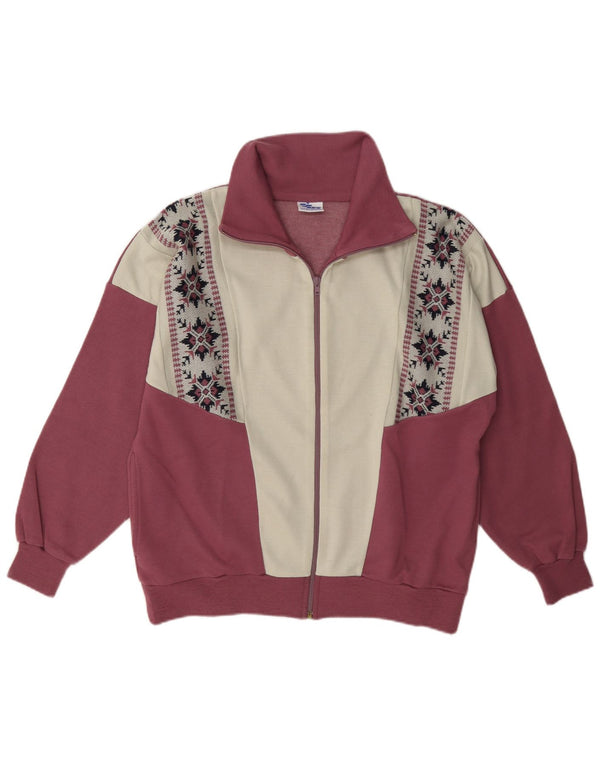 Vintage dame cardigan sweater UK 18 XL Burgundy Colourblock Acryl
