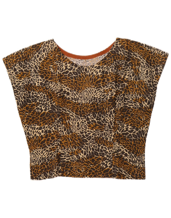 VINTAGE Dame 2-delt nederdel Sæt UK 14 Medium W24 Brown Animal Print