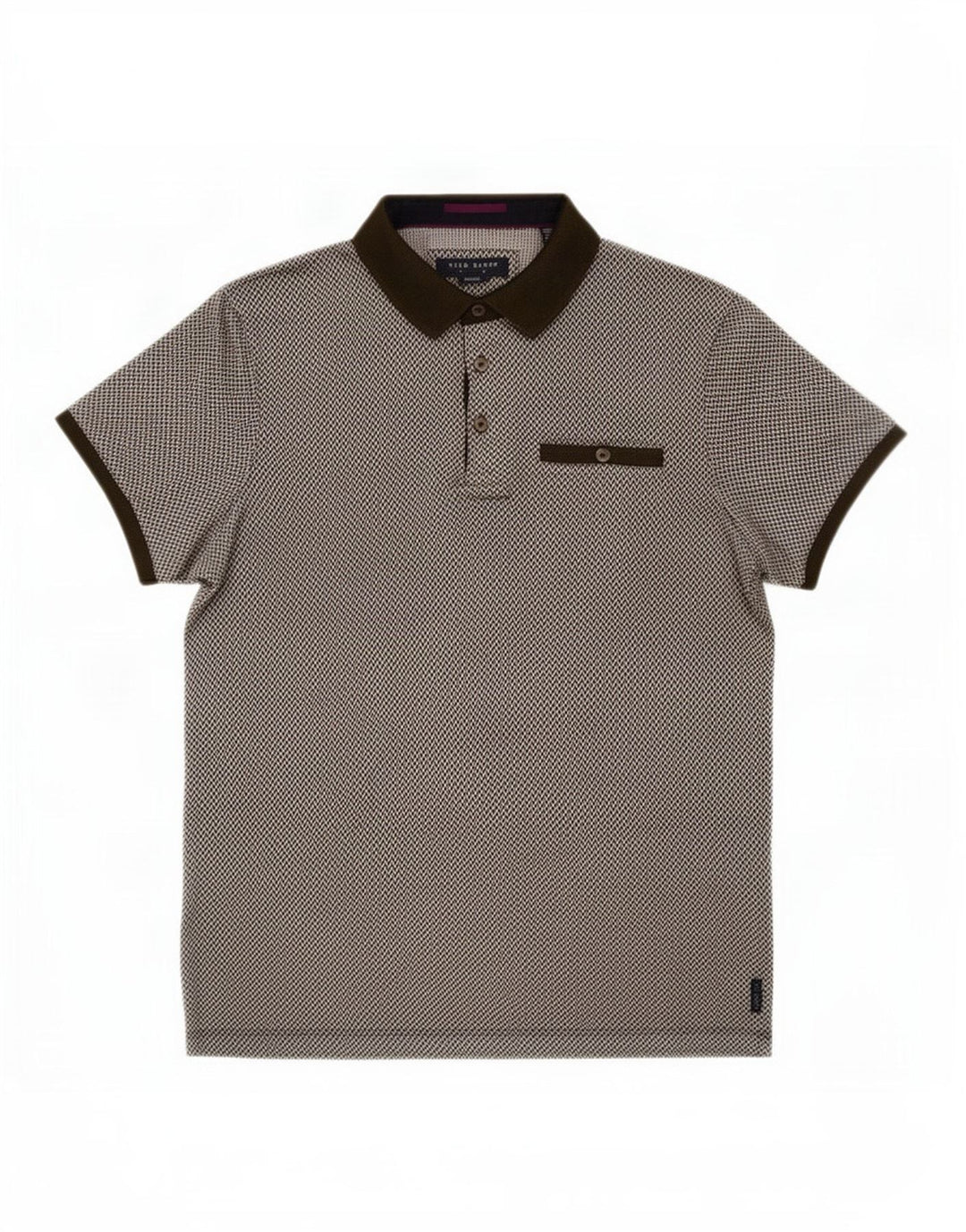 Ted Baker Herre poloskjorte str. 3 Medium Khaki Geometrisk Bomuld
