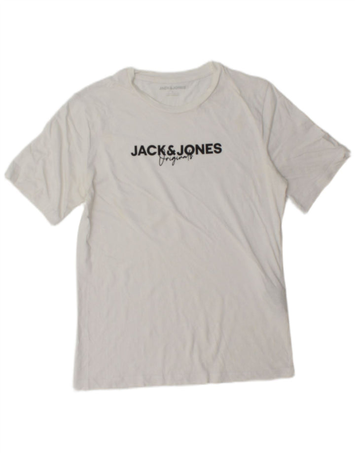 Jack & Jones Herre grafisk T-shirt Top Lille hvid bomuld