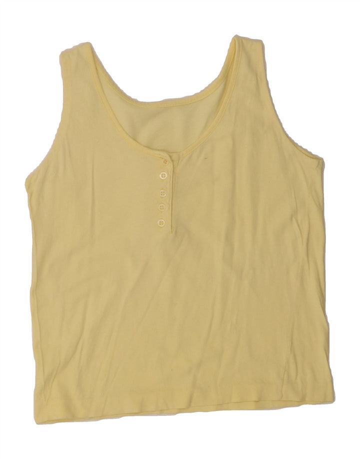 VINTAGE Womens Vest Top UK 12 Medium Yellow Vintage Vintage and Second-Hand Vintage from Messina Hembry 