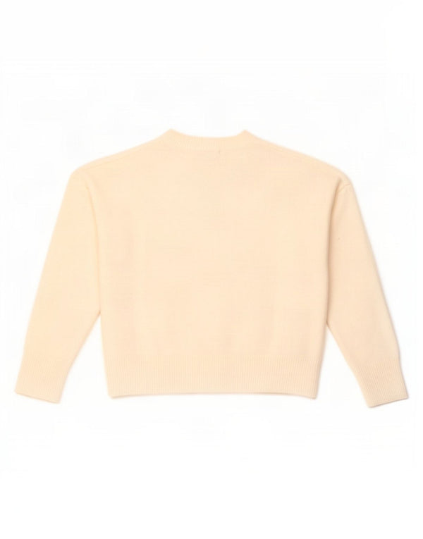 Zara Dame Oversized Crew Neck Jumper Sweater UK 10 Small Off White