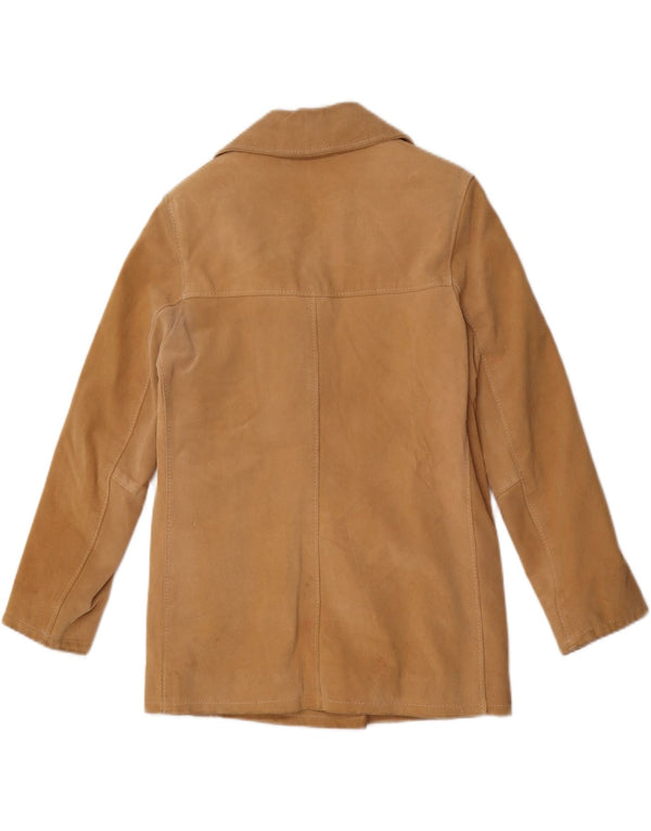 Dario Brizzi Dame Dobbeltradet ruskindsjakke UK 10 Small Beige Læder