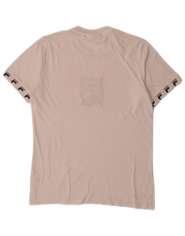 Fila Herre Grafisk T-Shirt Top Lille Hvid Bomuld