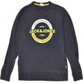 JACK & JONES Mens Graphic Sweatshirt Jumper Medium Navy Blue Cotton | Vintage Jack & Jones | Thrift | Second-Hand Jack & Jones | Used Clothing | Messina Hembry 