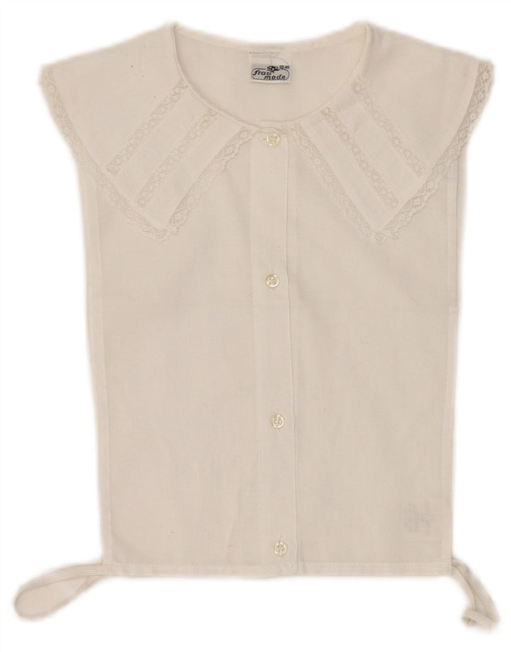 Vintage ærmeløs skjortebluse til kvinder IT 46 Stor hvid polyester
