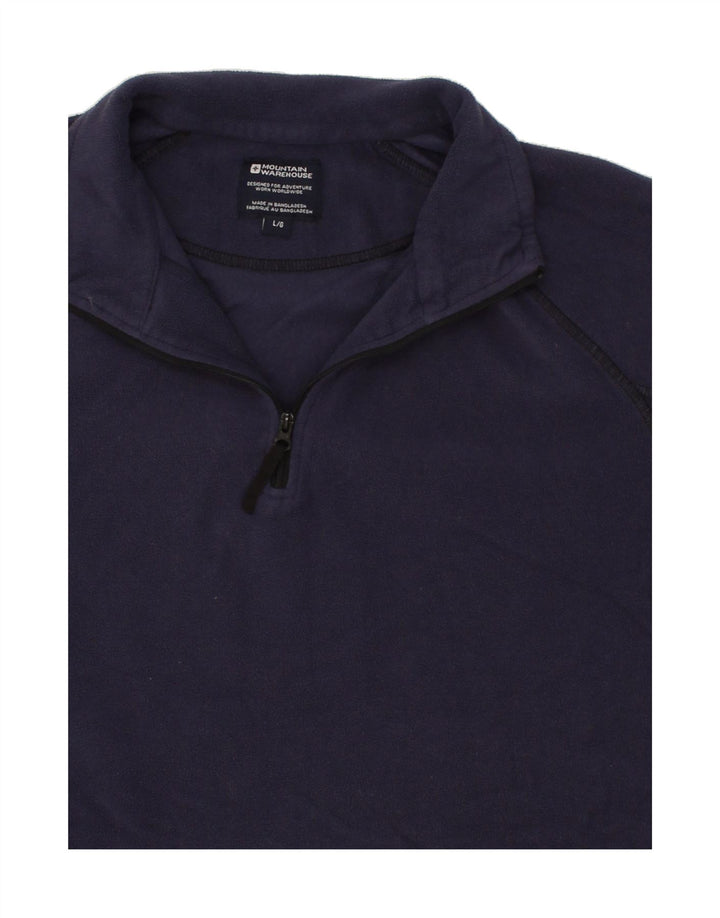 MOUNTAIN WAREHOUSE Mens Zip Neck Fleece Jumper Large Navy Blue Polyester Vintage Mountain Warehouse and Second-Hand Mountain Warehouse from Messina Hembry 
