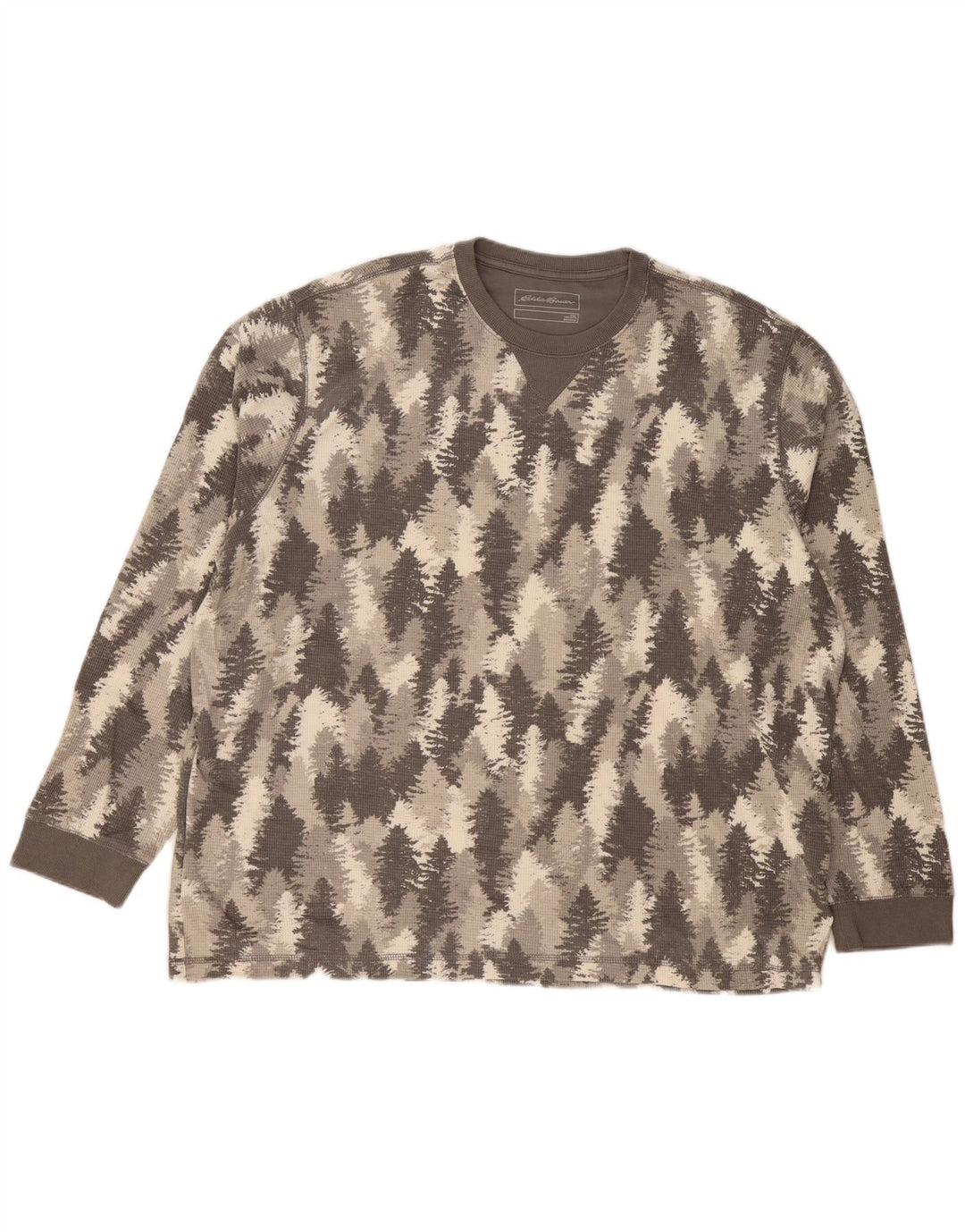 EDDIE BAUER Herre abstrakt mønster top langærmet 2XL grå bomuld