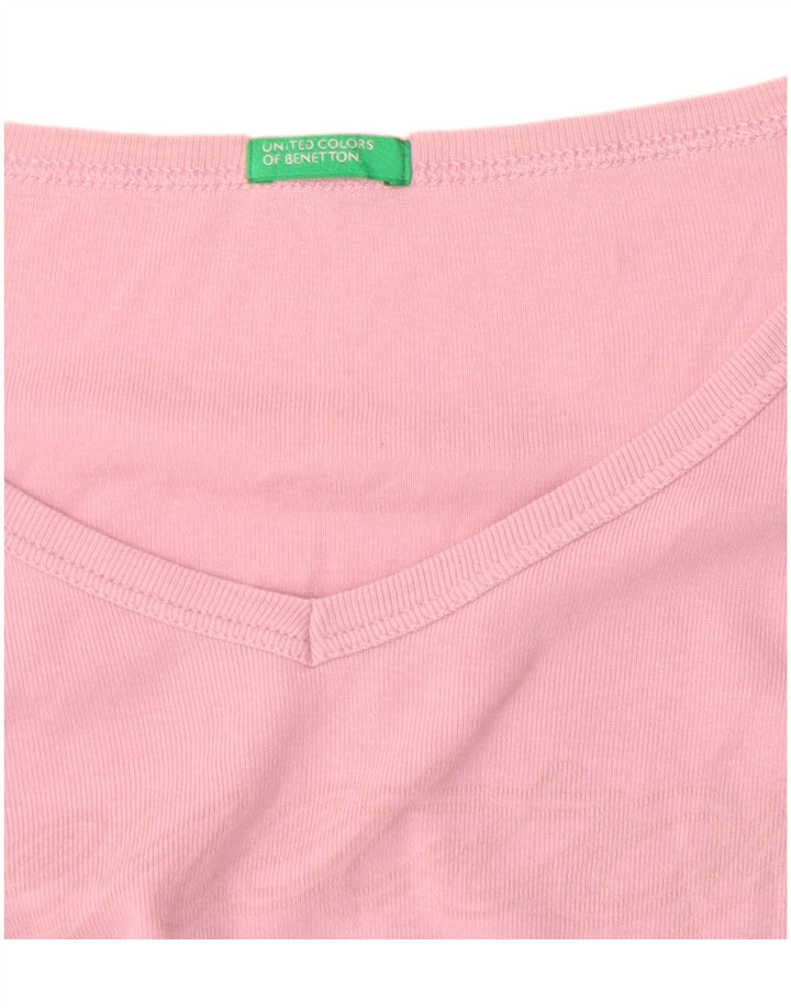 Benetton Dame Grafisk Top Langærmet UK 12 Medium Pink