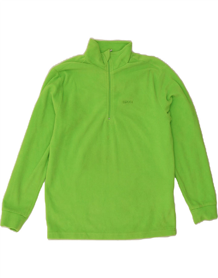 BRUGI Womens Zip Neck Fleece Jumper UK 16 Large Green Polyester Vintage Brugi and Second-Hand Brugi from Messina Hembry 