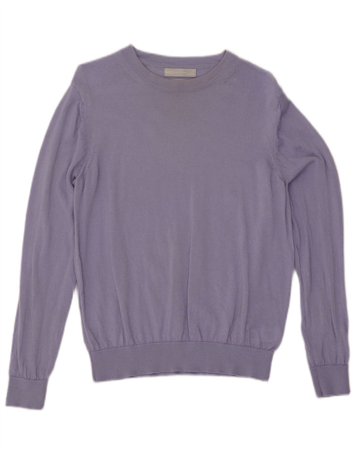 Marks & Spencer Dame Boat Neck Jumper Sweater UK 12 Medium Blue