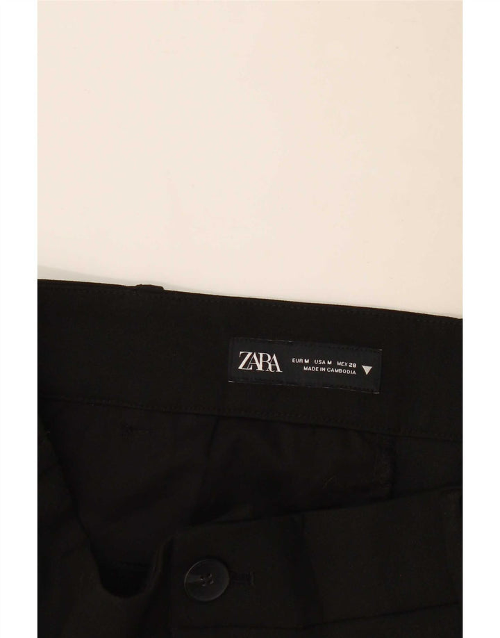 Zara Womens Pegged Cropped Trousers Medium W28 L25 Sort