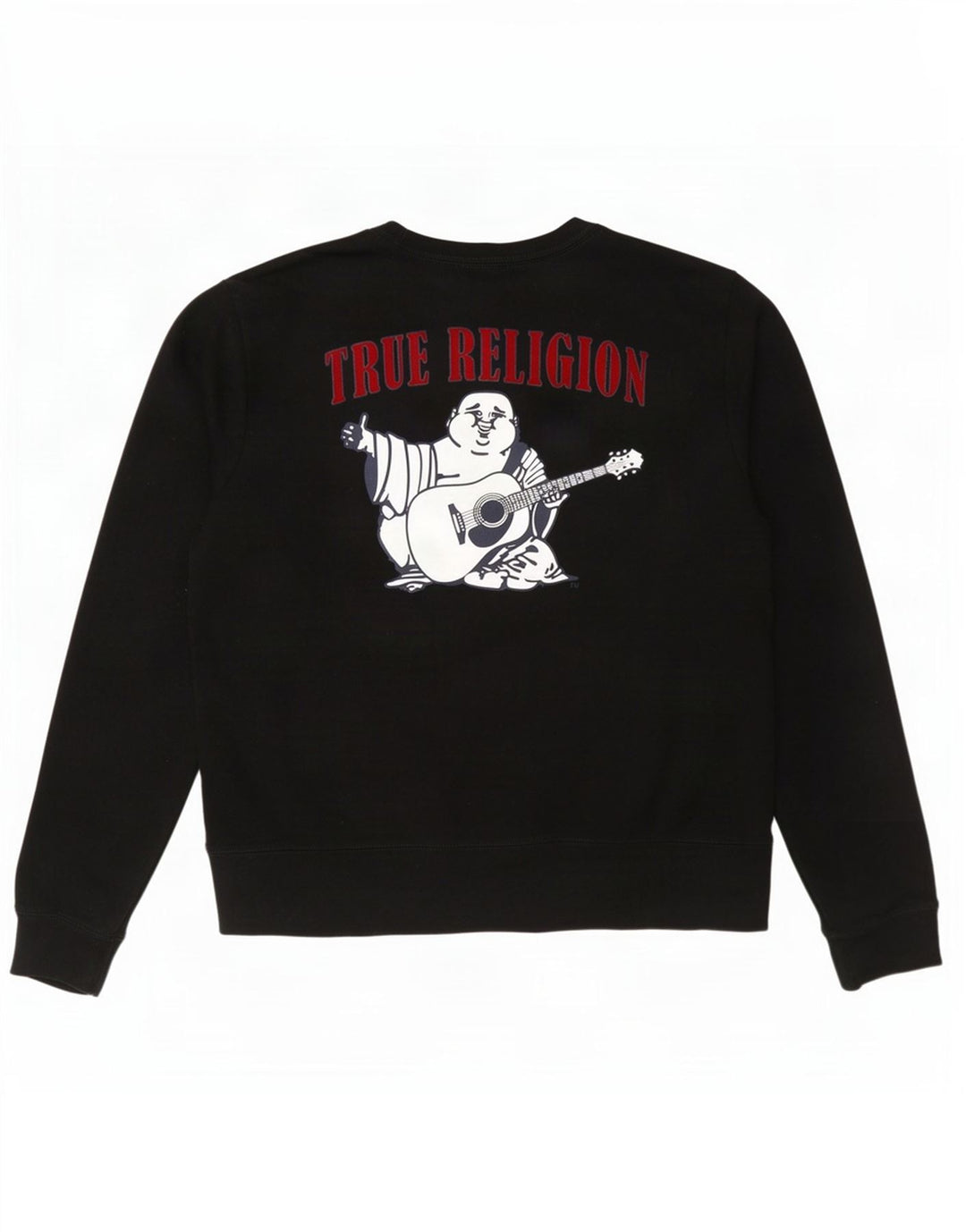 True Religion Dame Grafisk Sweatshirt Jumper UK 16 Stor sort bomuld