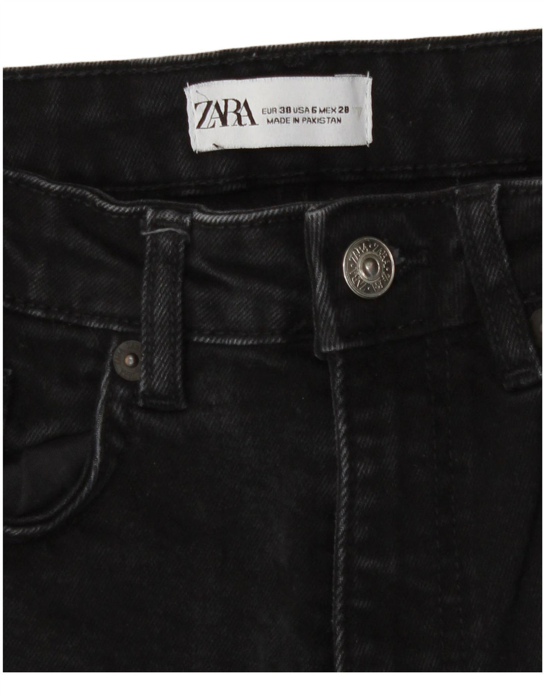 Zara Dame Straight Jeans EU 38 Small W28 L25 Sort Bomuld