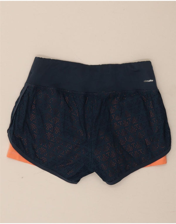 Adidas Dame Climalite Sportshorts UK 6 XS Navy Blue Geometrisk Polyester