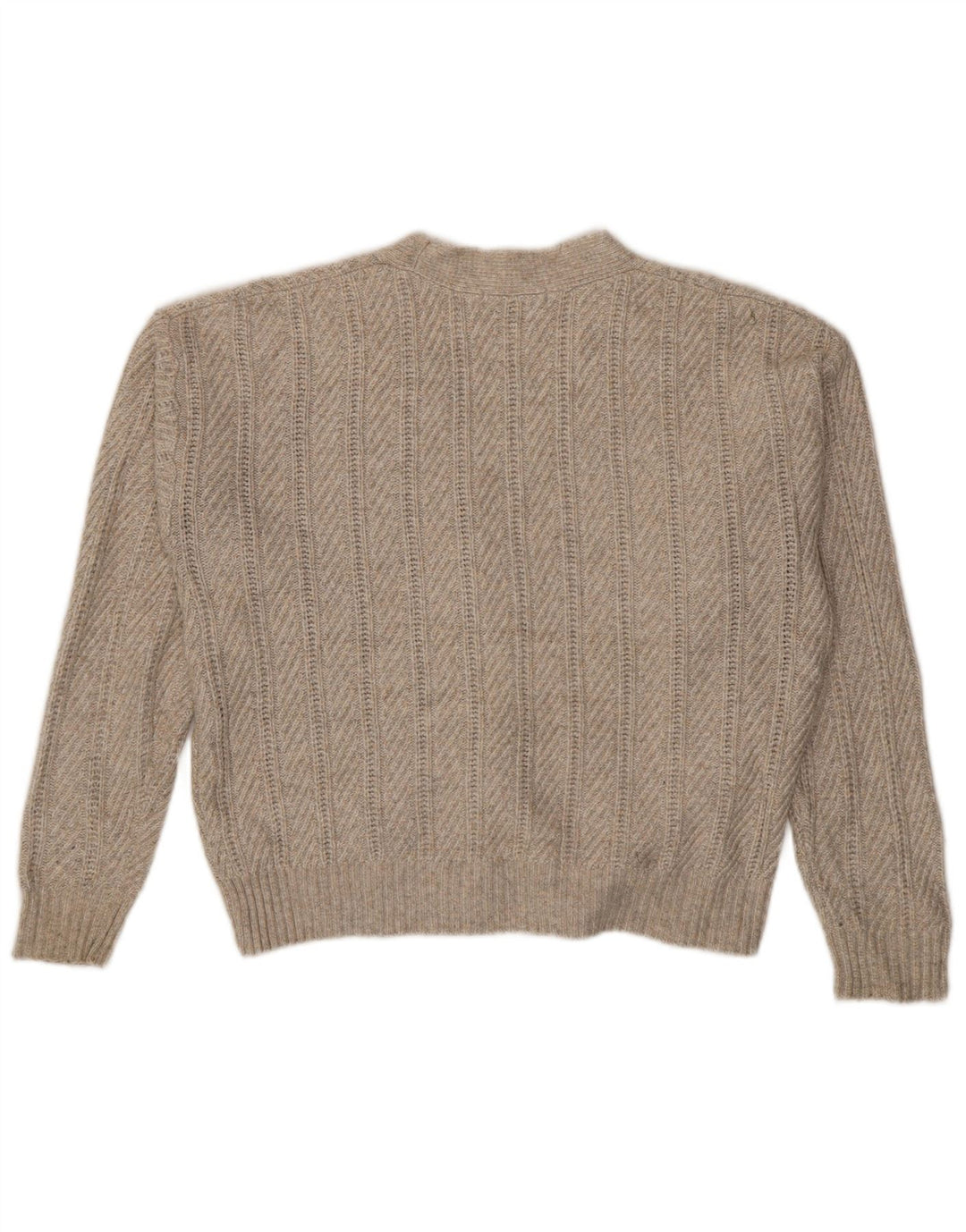 Marks & Spencer Dame Crop Cardigan Sweater UK 14 Medium Beige Polyester