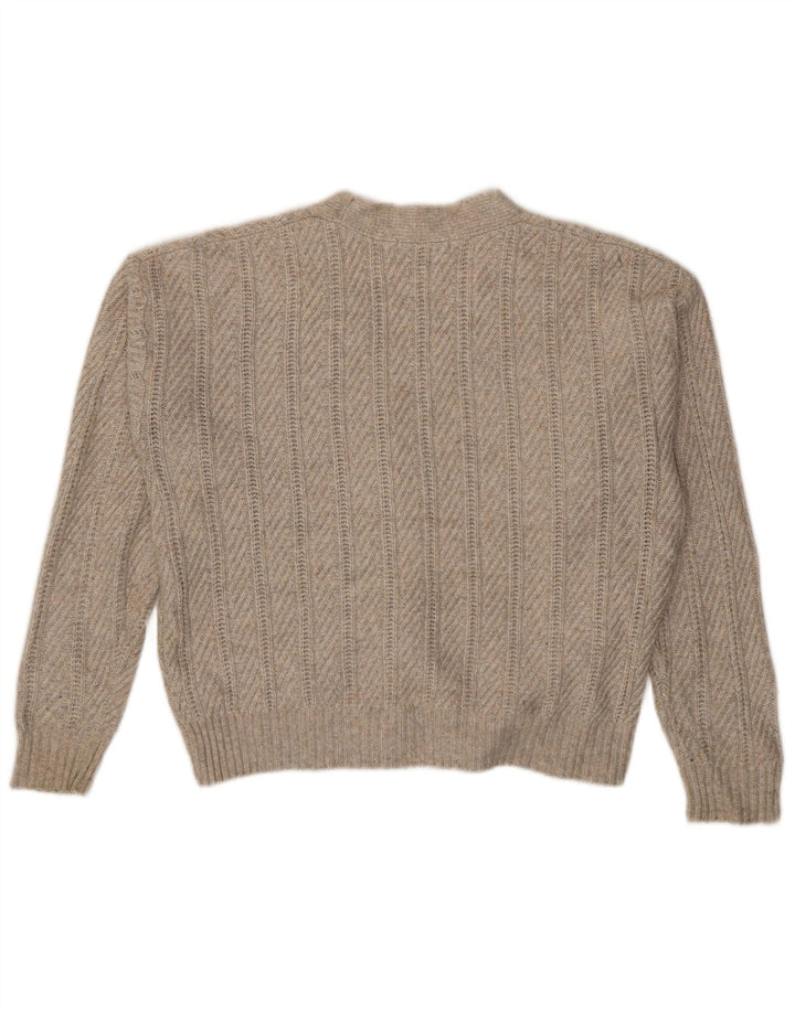 Marks & Spencer Dame Crop Cardigan Sweater UK 14 Medium Beige Polyester
