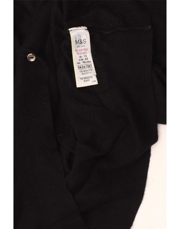 Marks & Spencer Dame Cardigan Sweater UK 14 Stor Sort Viscose