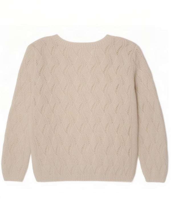Vintage Dame V-hals sweater UK 14 Medium White