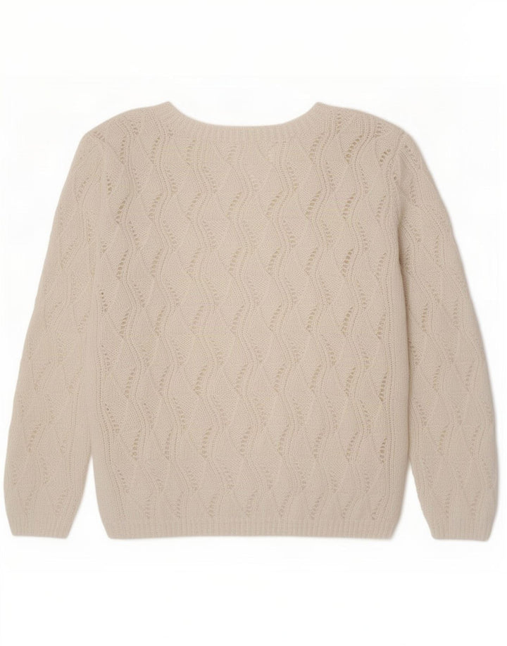 Vintage Dame V-hals sweater UK 14 Medium White