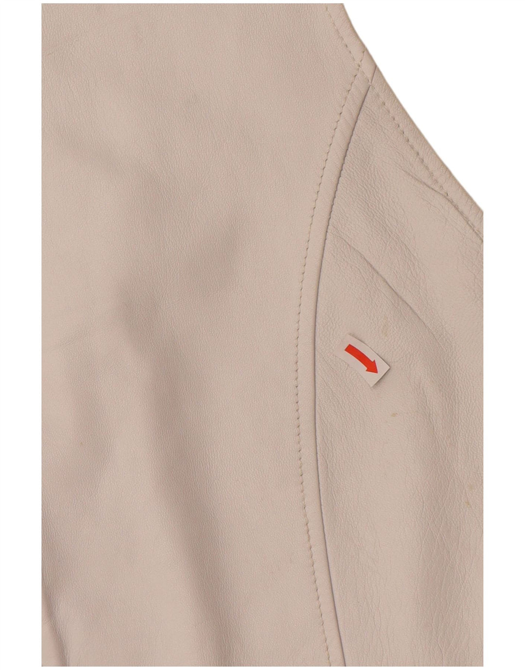 VINTAGE Dame Læder Gilet UK 12 Medium White