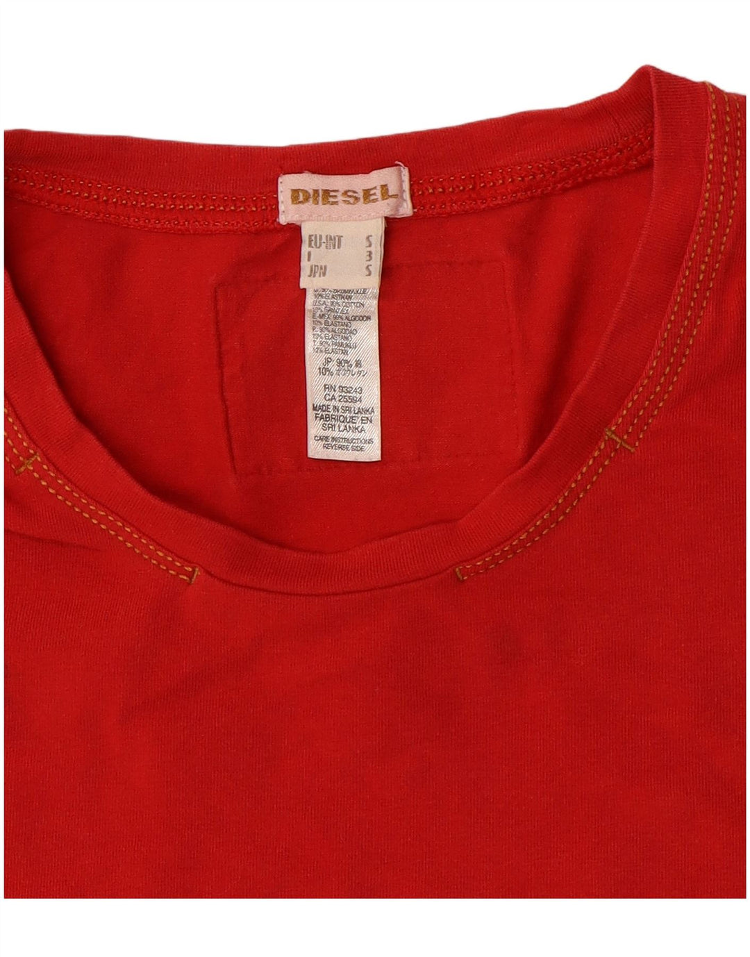 DIESEL Dame T-Shirt Top UK 10 Lille Rød Bomuld