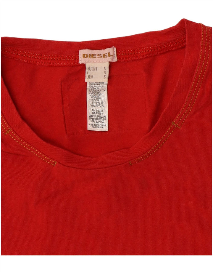 DIESEL Dame T-Shirt Top UK 10 Lille Rød Bomuld