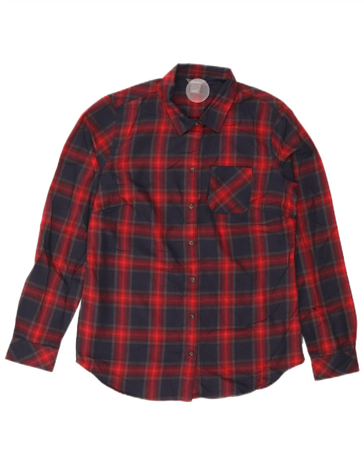 EDDIE BAUER Dame Flanell Shirt UK 10 Small Navy Blue Ternet polyester