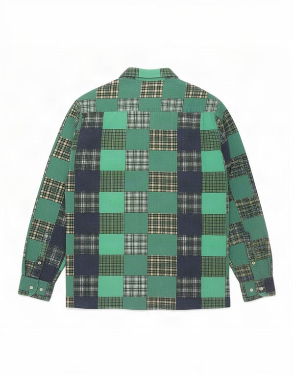 Elle Herreskjorte XL Grøn Patchwork