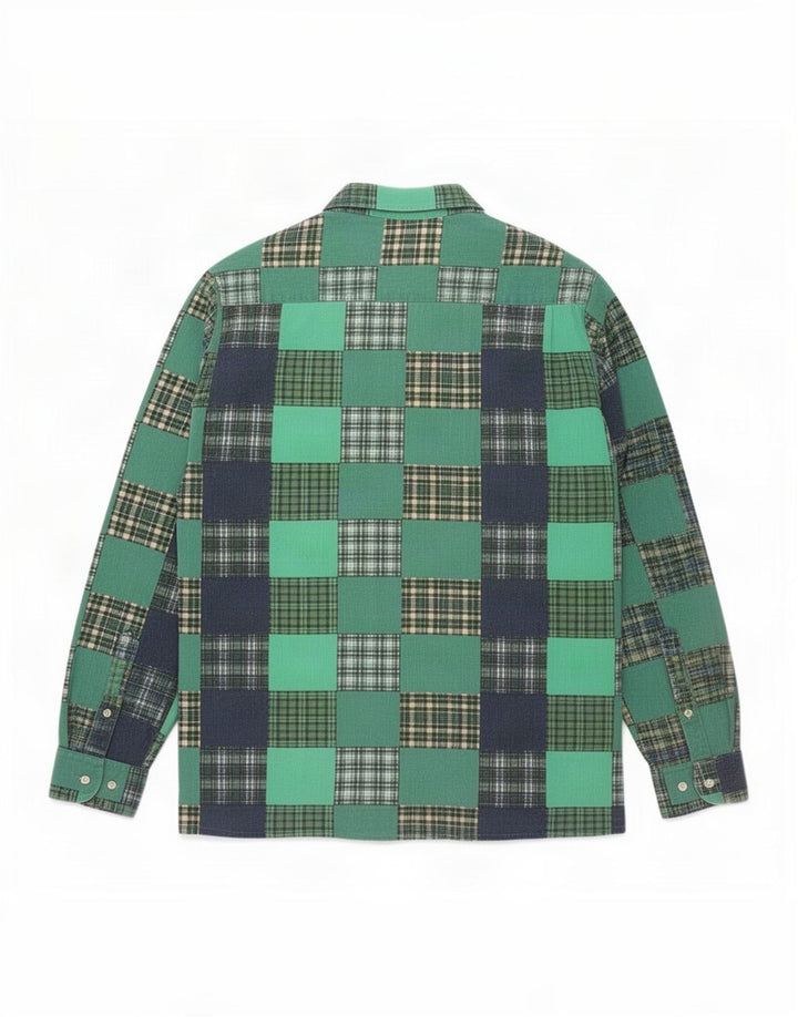 Elle Herreskjorte XL Grøn Patchwork