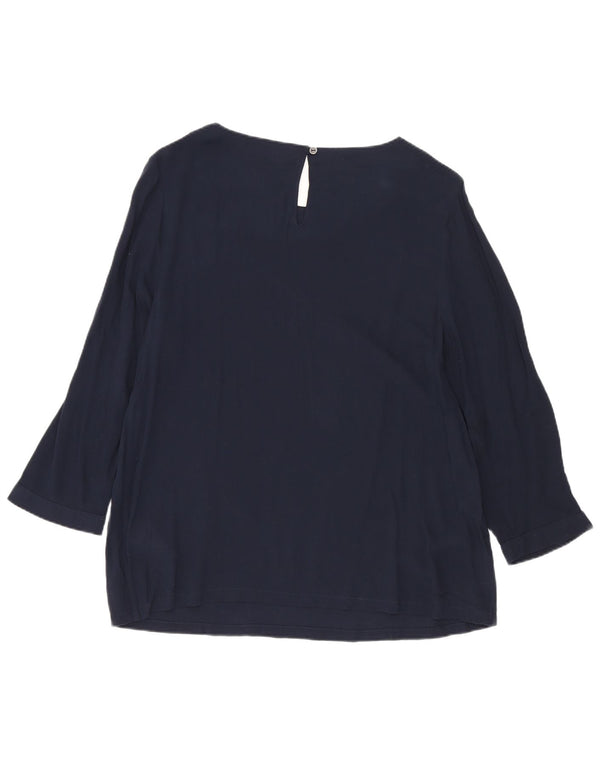 White Stuff Dame 3/4 ærmet bluse Top UK 10 Small Navy Blue Spotted