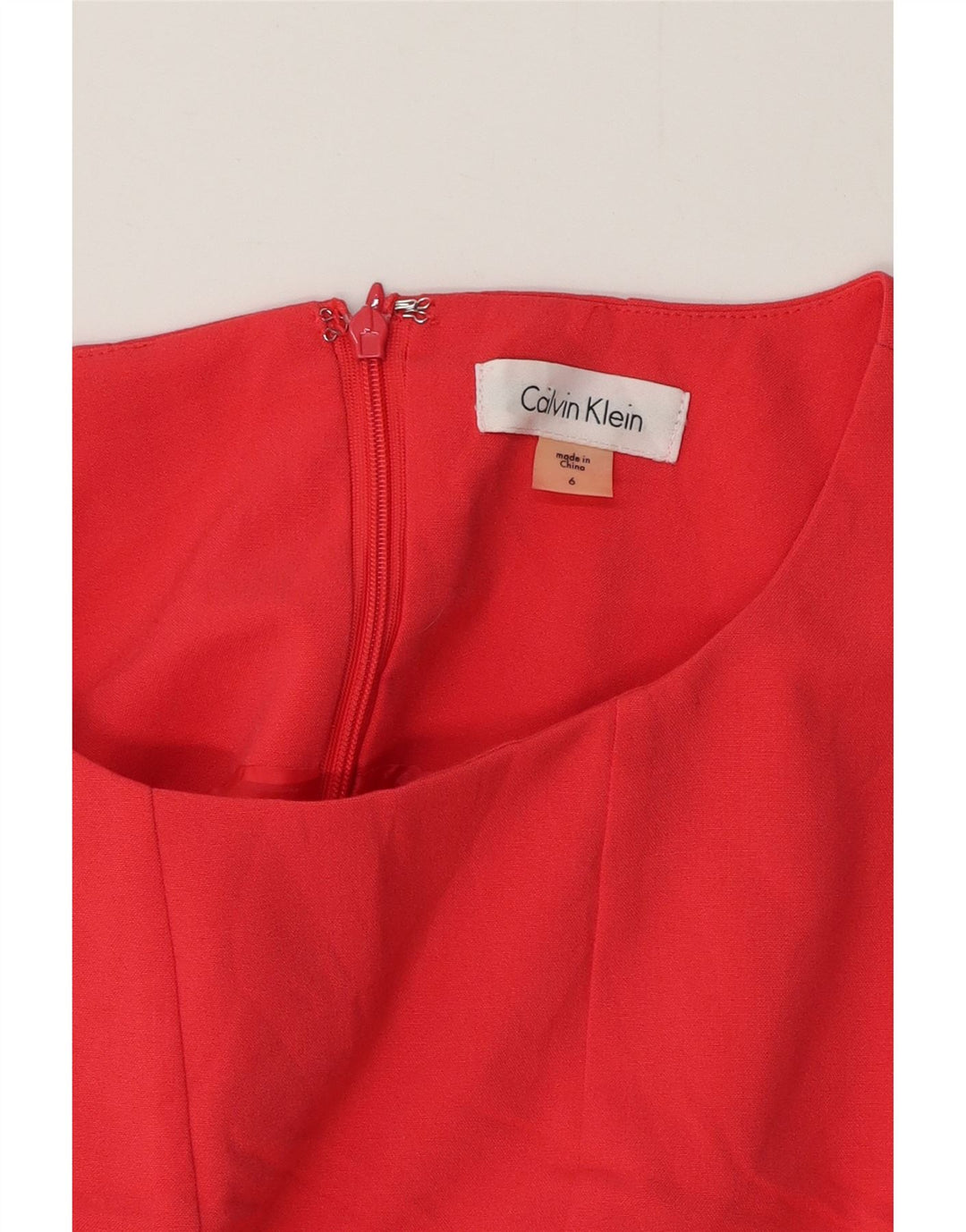 Calvin Klein Dame Ærmeløs A-Line Kjole US 6 Medium Red Colourblock