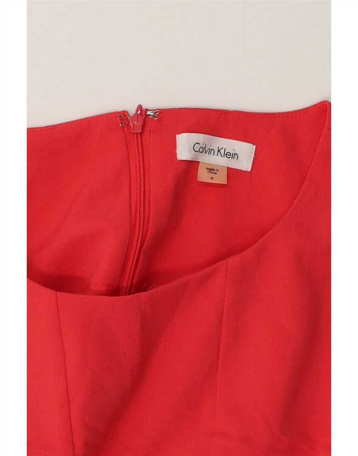 Calvin Klein Dame Ærmeløs A-Line Kjole US 6 Medium Red Colourblock
